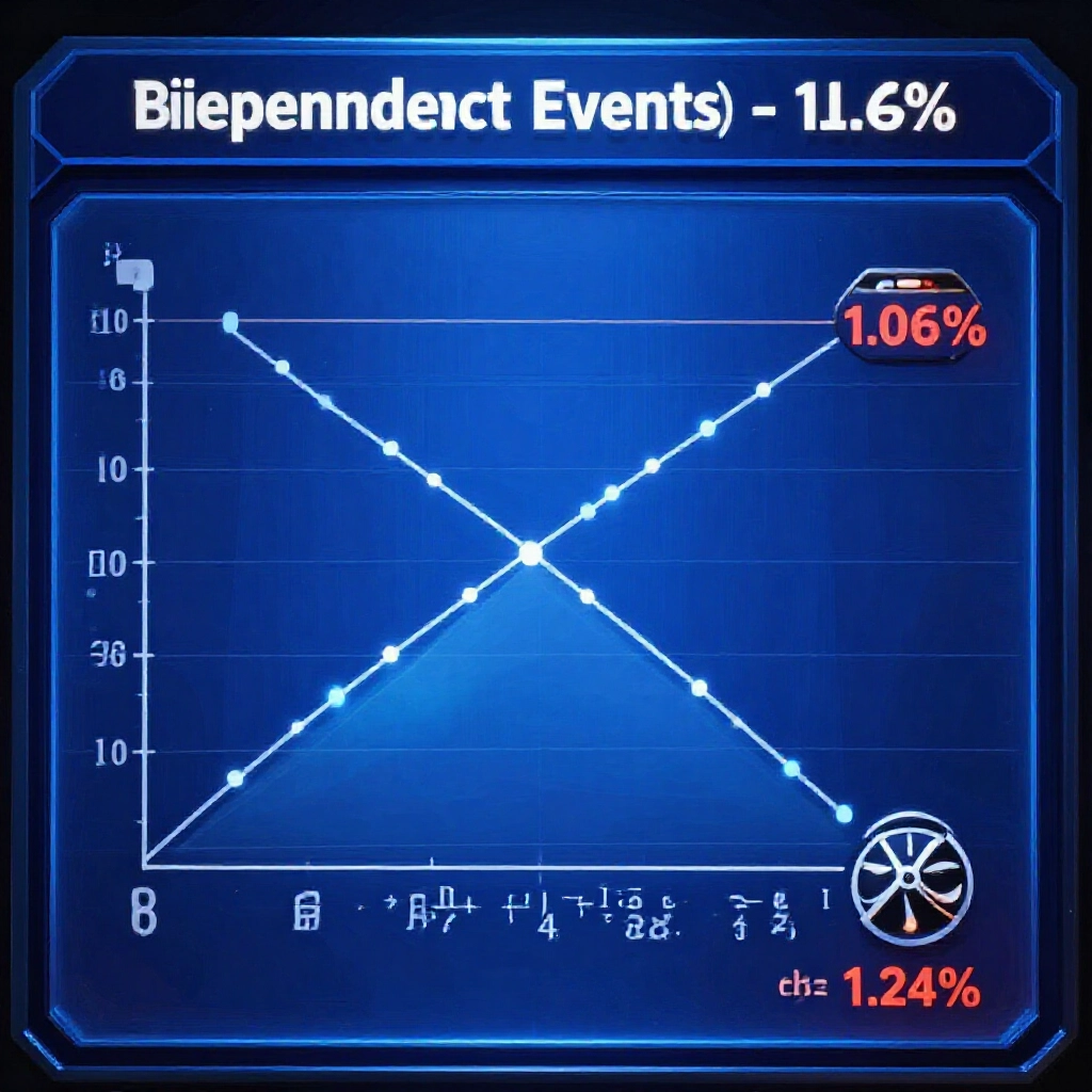 mathematical chart displaying baccarat independent events probability with banker house edge 1.06 percent and player 1.24 percent under cool blue data visualization lighting