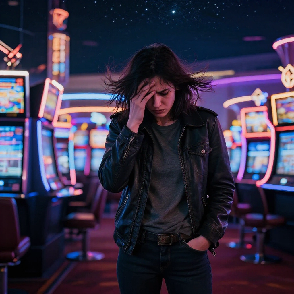 深夜走出霓虹賭場的沮喪身影,冷風吹拂空空口袋,星空下滿是後悔