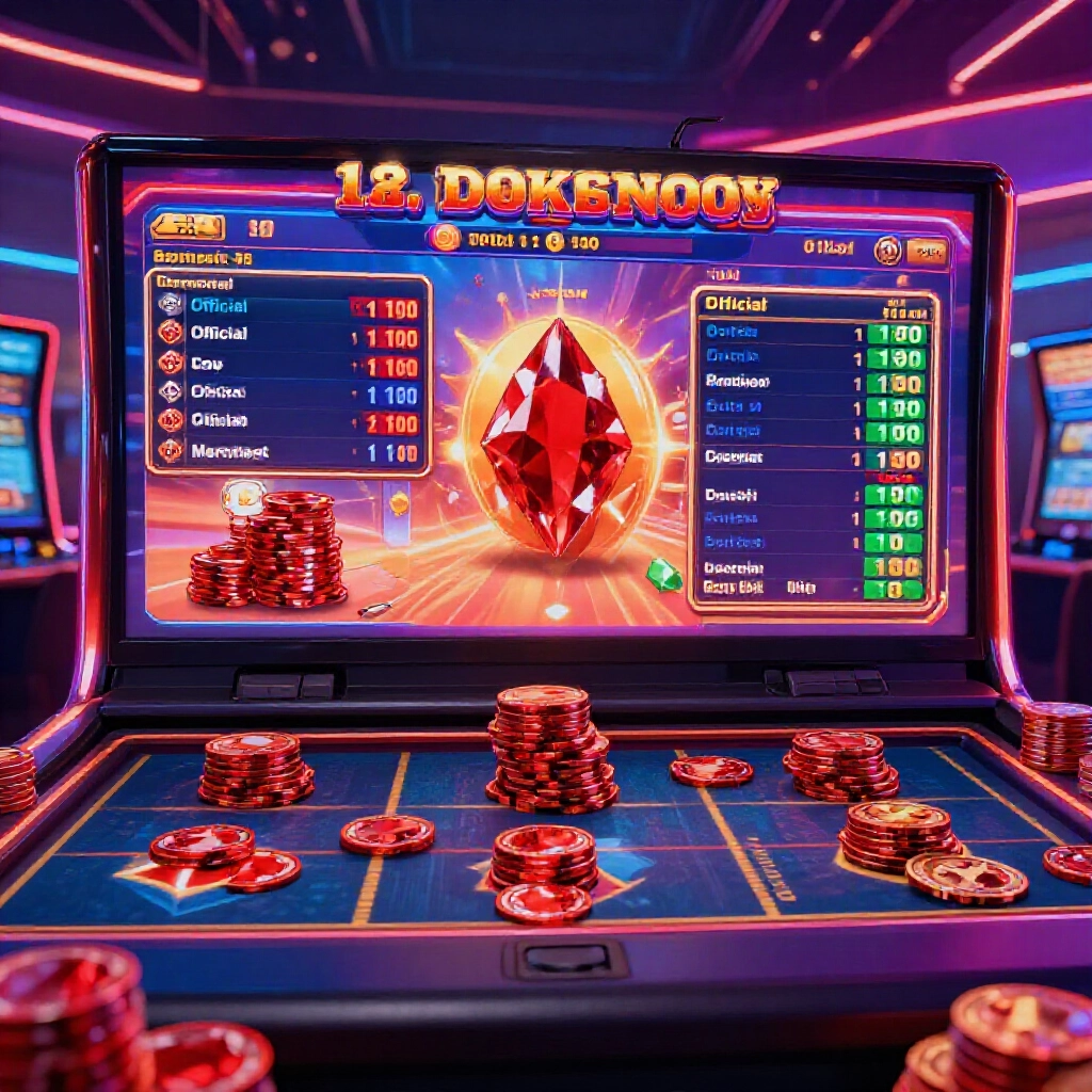 vibrant digital casino interface displaying stacks of red diamonds and g coins alongside exchange rate charts showing 1 to 100 official and 1 to 140 merchant ratios in neon lit gaming room
