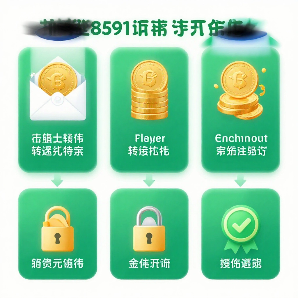透過 8591 平台提領金好運金幣步驟圖，遊戲內轉贈到銀行轉帳，綠色安全鎖與驗證標章